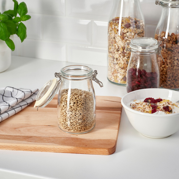 90541367 Банка с крышкой, прозрачное стекло, 0.4 л