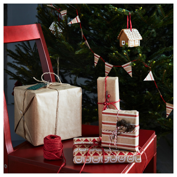 30523347 Рулон оберточной бумаги, различные узоры коричневого/красного цвета, 3 x 0,7 м, 2 шт. 