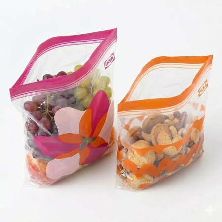 10617629 Пакет закрывающийся, розовый / оранжевый, 2.5 л / 1.2 л, 50 шт.