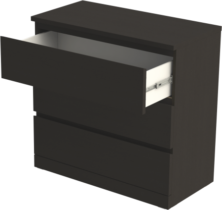 00210 Комод, 3 ящика, шпон ясень черный, 80x77x40 см