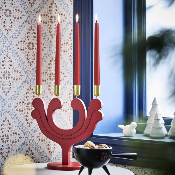 00576115 Неароматическая свеча, красный, 25 см, 8 шт