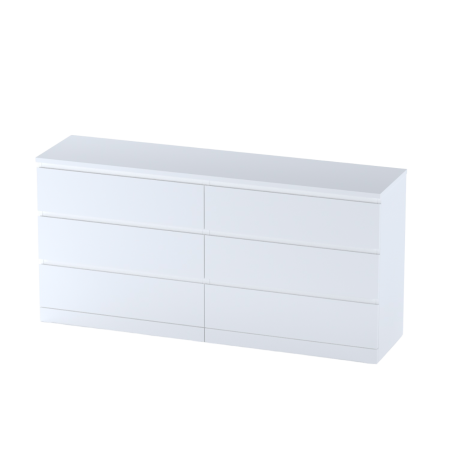 00296 Комод / тумба, 6 ящиков, белый, 160x77x40 см