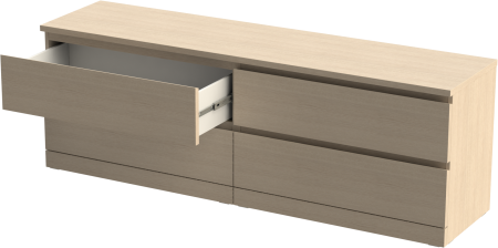 00289 Комод / тумба, 4 ящика, шпон дуб беленый, 160x54x40 см
