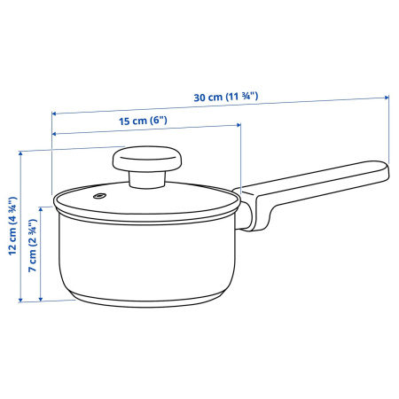 60463714 Кастрюля с крышкой, антипригарное покрытие / стекло / нержавеющая сталь, 1 л