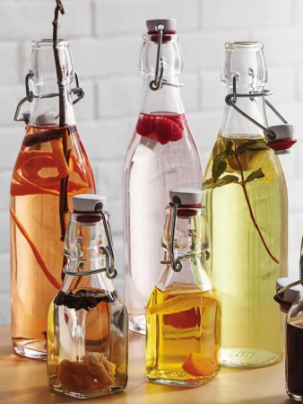 666261 Бутылка с бугельным замком, прозрачное стекло, 0,5 л