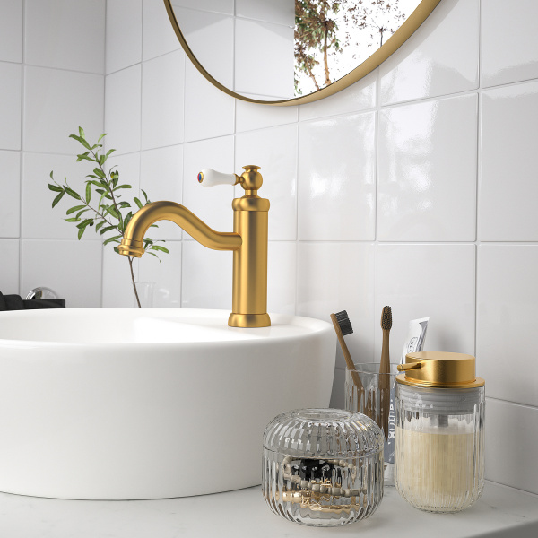 90498873 Дозатор для жидкого мыла, прозрачный/золотой