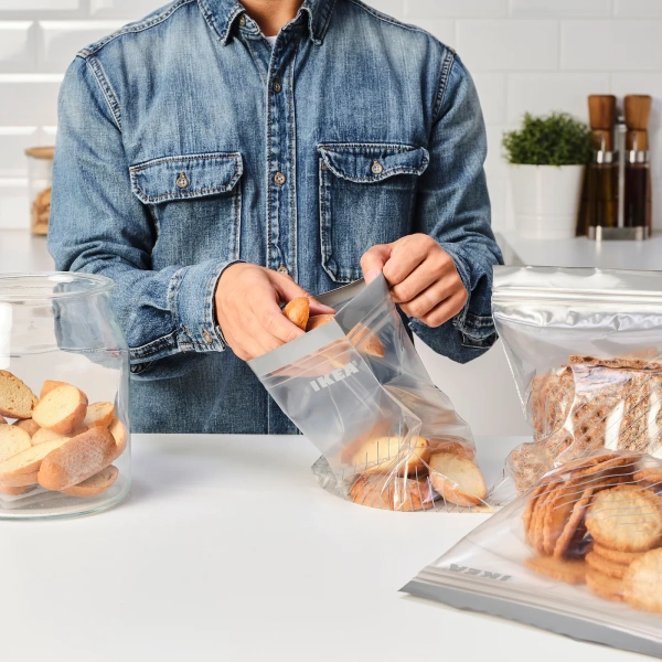 50342237 Пакет закрывающийся, серый/белый, 50 шт.