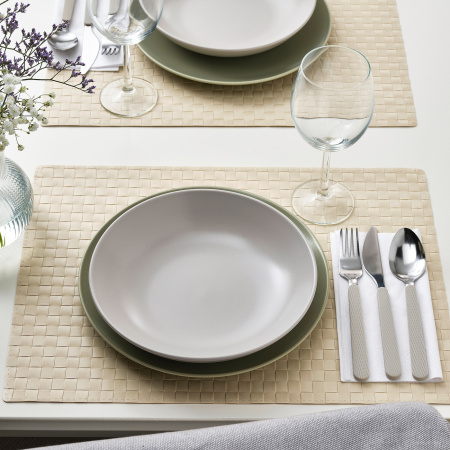 20479383 Тарелка глубокая, матовая поверхность светло-серый, 23 см, 4 шт