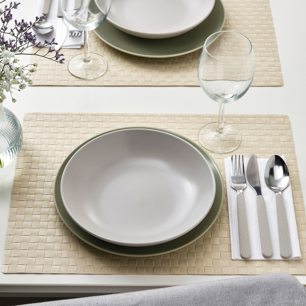 20479383 Тарелка глубокая, матовая поверхность светло-серый, 23 см, 4 шт