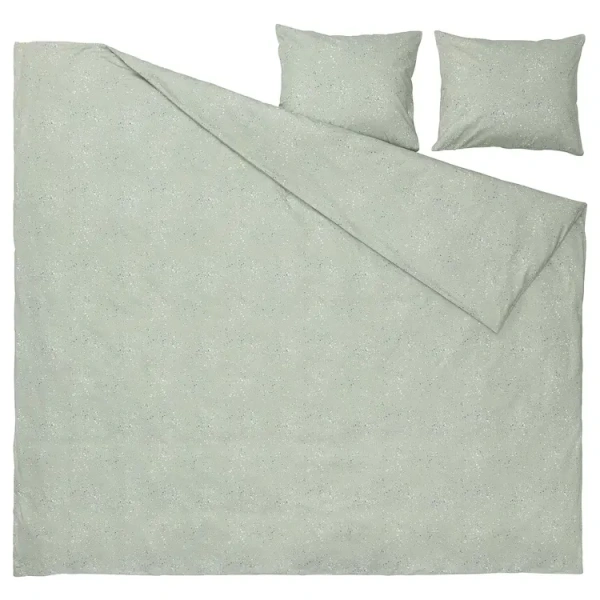 80522454 Пододеяльник и 2 наволочки, зеленый/в горошек, 200x200/50x60 см