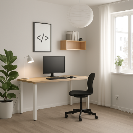 00890 Стол письменный, дуб беленый/белый, 1/ТТ, 120x75x55 см