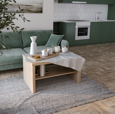 00814 Журнальный стол, дуб беленый, 82x50x45 см