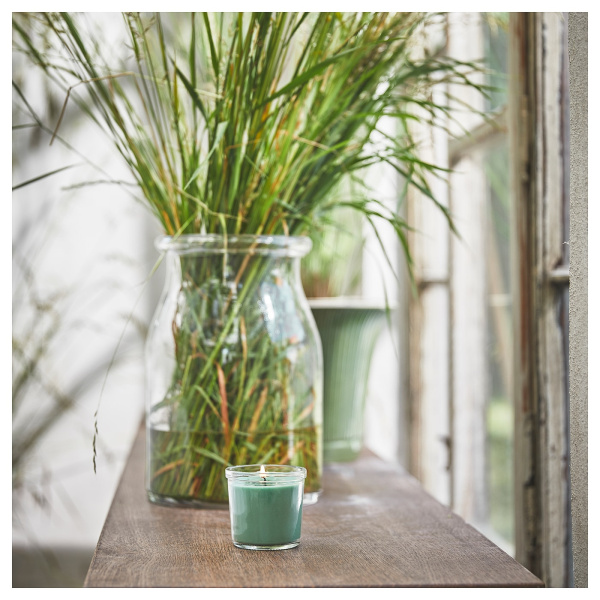 80502366 Ароматическая свеча в стакане, Свежая трава/светло-зеленый, 20 ч