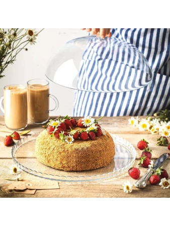 95198 Блюдо сервировочное с крышкой, прозрачный, 32 см