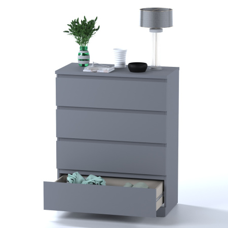 01064 Комод, 4 ящика, серый, 80x100x40 см