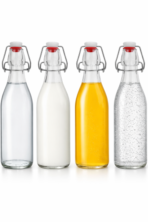 666261 Бутылка с бугельным замком, прозрачное стекло, 0,5 л