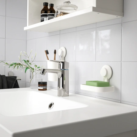 90381284 Мыльница на присоске, белый