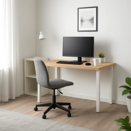 00890 Стол письменный, дуб беленый/белый, 1/ТТ, 120x75x55 см