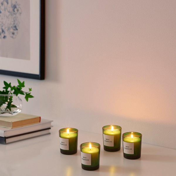 40514615 Ароматическая свеча в стакане, мятный/зеленый