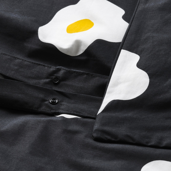 00600035 Пододеяльник и наволочка, черный/белый/желтый, 150x200 / 50x60 см