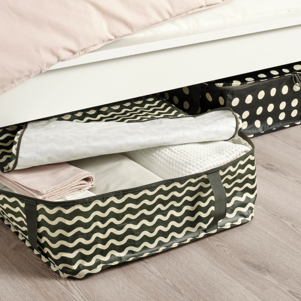 70534645 Сумка для хранения одежды/белья, кремовый/зеленый, 55x49x19см