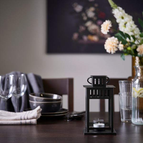 60608854 Фонарь для греющей свечи, черный, 20 см