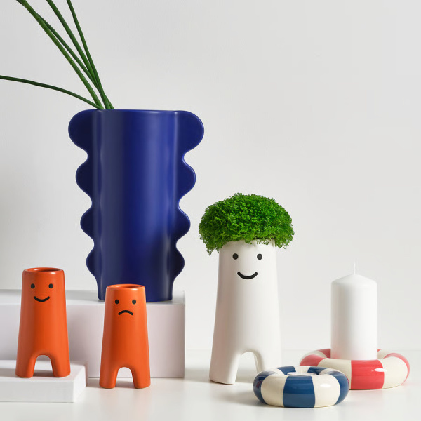 50591929 Подсвечник для греющей свечи, темно-синий/белый, 4 см