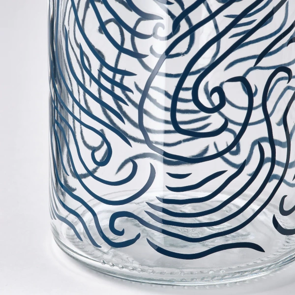 20515418 Бутылка с пробкой, с рисунком/синий, 1 л