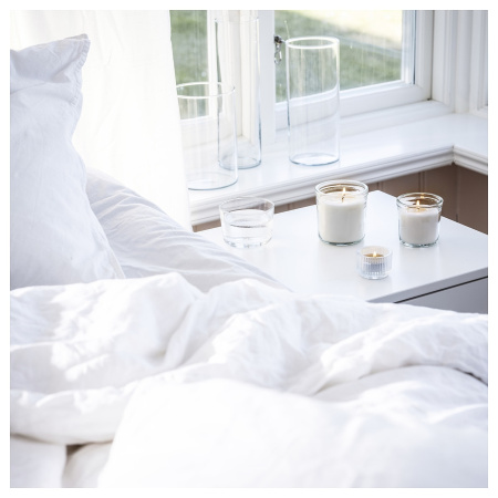 80598104 Ароматическая свеча в стакане, аромат свежего белья/белый, 20 ч