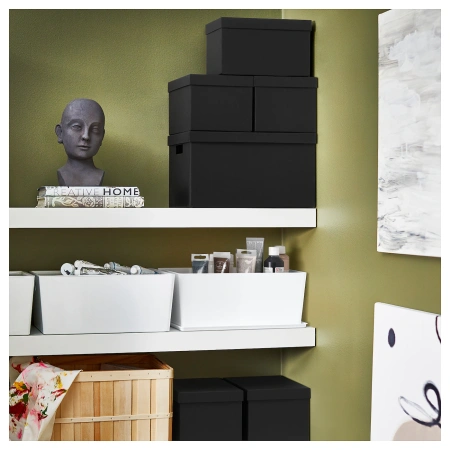10395478 Коробка с крышкой, черный, 18x25x15 см