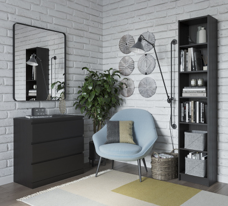 00210 Комод, 3 ящика, шпон ясень черный, 80x77x40 см