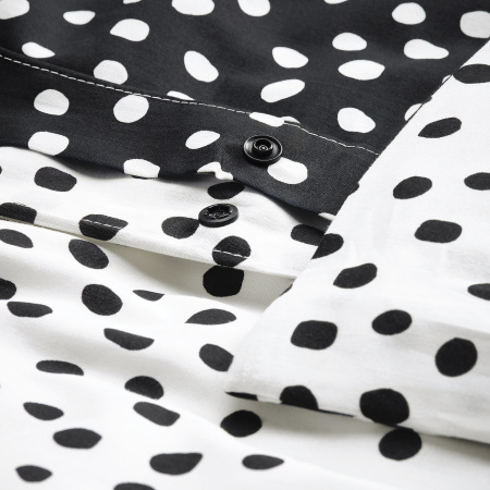 10591182 Пододеяльник и наволочка, черно-белый/в горошек, 150x200 / 50x60 см