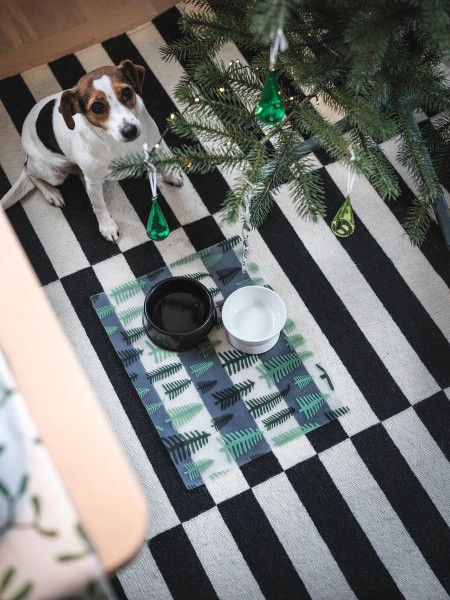 70498379 Салфетка под приборы, орнамент «дерево» бел/зелен, 40x30 см