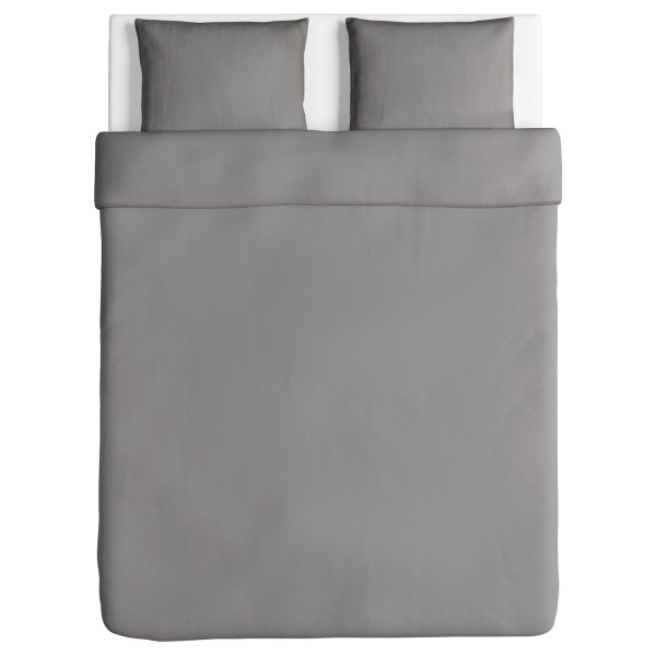 90318650 Пододеяльник и 2 наволочки, серый, 200x200/50x60 см