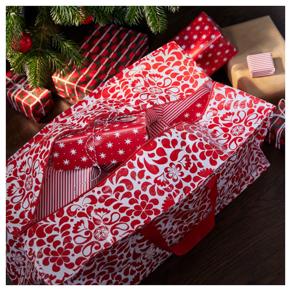 80529653 Сумка, большая с цветочным узором красная,35x73x30 см/76 л