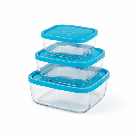 388550 Набор контейнеров для продуктов, квадратной формы/стекло 3 шт. (15х15 см, 19х19 см, 22х22 см)