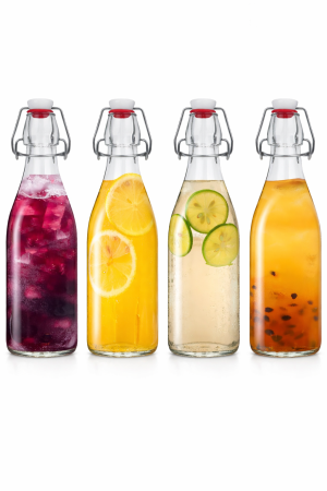 666261 Бутылка с бугельным замком, прозрачное стекло, 0,5 л