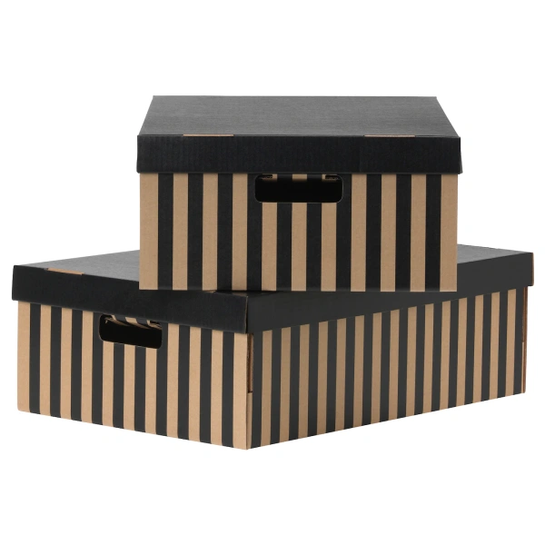 40430263 Коробка с крышкой, черный/естест, 56x37x18 см, 2 шт.