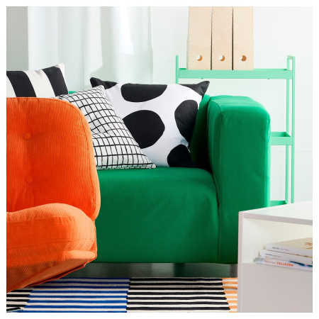 60599637 Чехол на подушку, белый/черный/ узор круги, 50x50 см