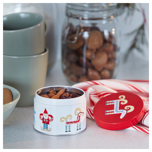 70529677 Банка с крышкой, Рождественские узоры разноцветный