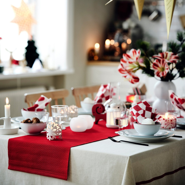 90604406 Дорожка для стола, красный, 35x130 см