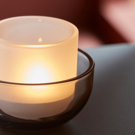 70607024 Подсвечник для греющей свечи, серый/матовое стекло, 2 шт