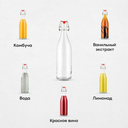 666261 Бутылка с бугельным замком, прозрачное стекло, 0,5 л