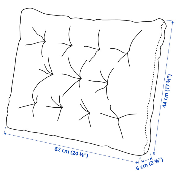 60411065 Подушка д/садовой мебели, серый, 62x44 см