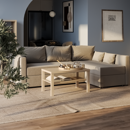 00807 Журнальный стол, дуб беленый, 82x50x45 см