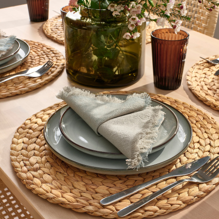 80555034 Салфетка, бежевый / голубой, 35x35 см, 4 шт