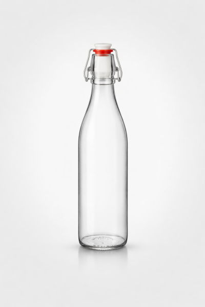 666260 Бутылка с бугельным замком, прозрачное стекло, 1 л