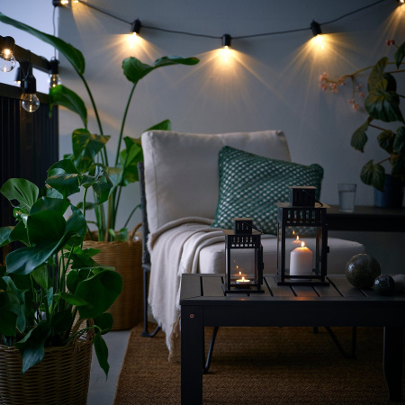 60608854 Фонарь для греющей свечи, черный, 20 см