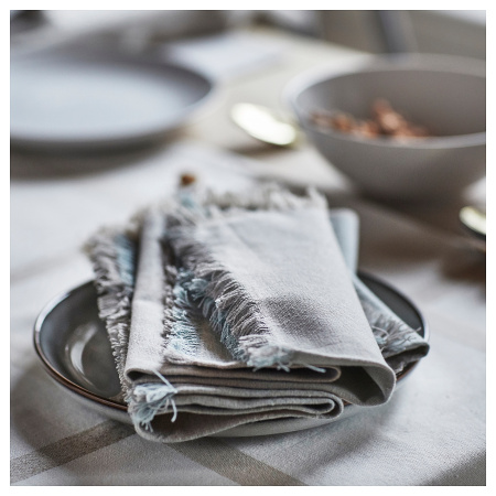 80555034 Салфетка, бежевый / голубой, 35x35 см, 4 шт