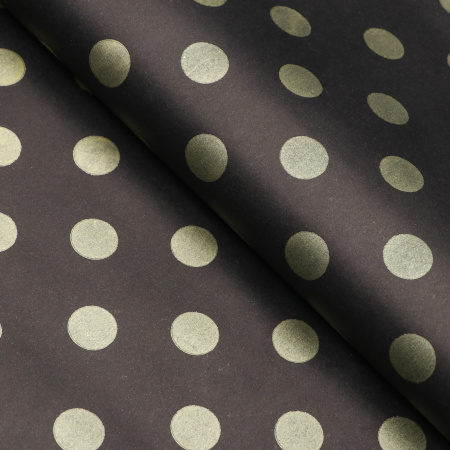 9582358 Рулон упаковочной бумаги крафт,горох золотой на черном 0,67 х 10 м
